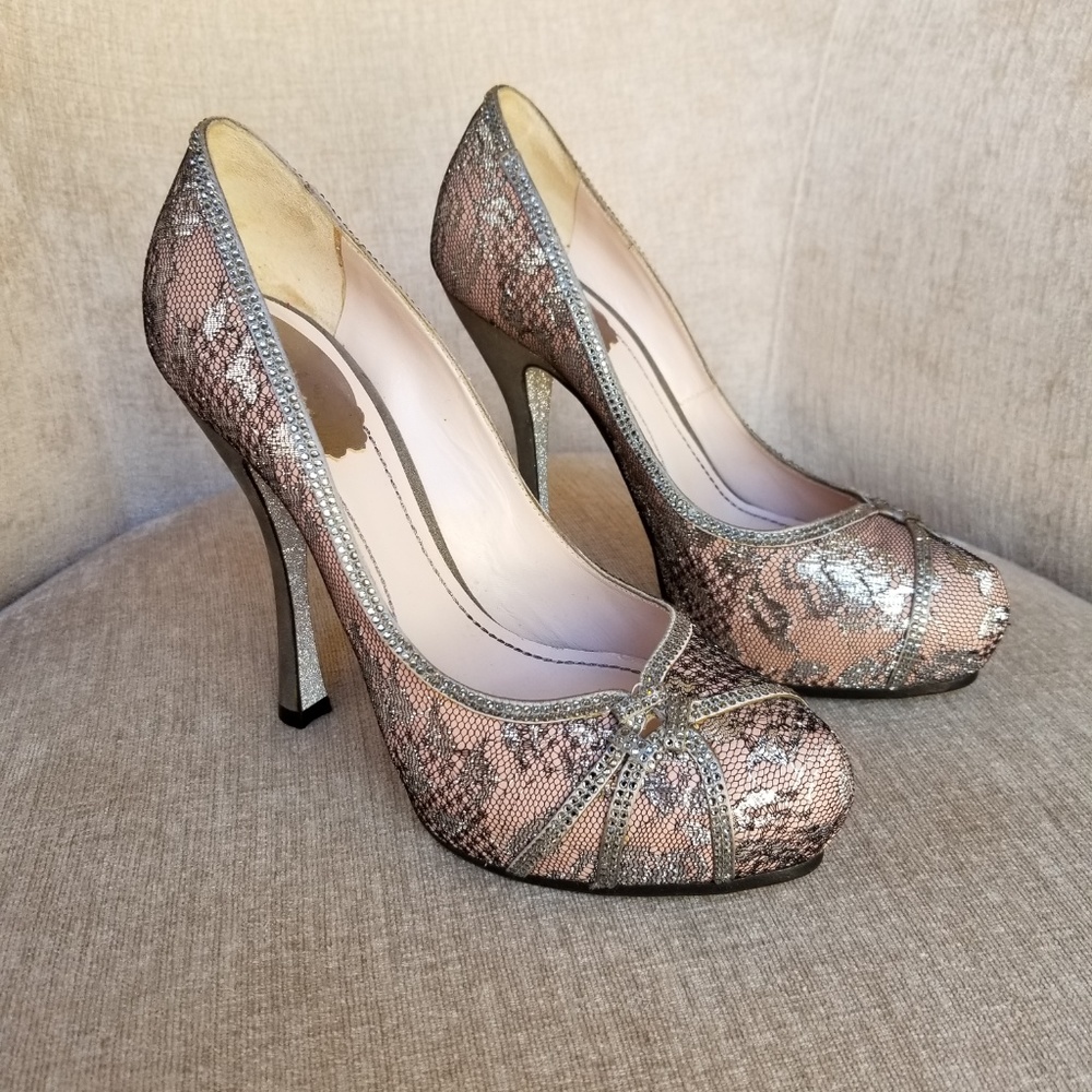 NIB Rene Caovilla Embellished Mesh Pumps - Picture 2 of 8